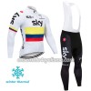 Tenue Maillot M/L + Collant à Bretelles 2018 Team Sky Hiver Thermal Fleece N003